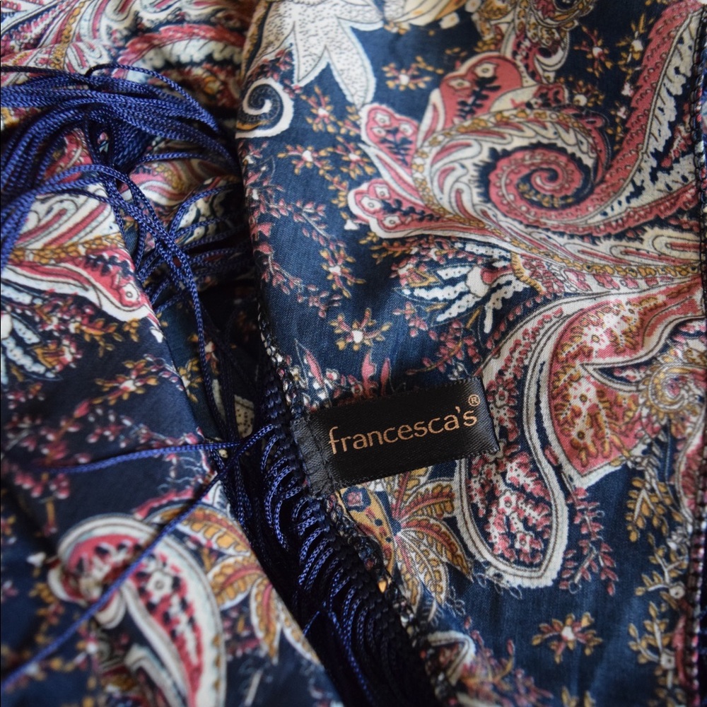 Navy Paisley Scarf
